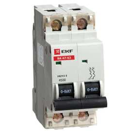 Автоматический выключатель 2P 2А (C) 4,5kA ВА 47-63 EKF PROxima