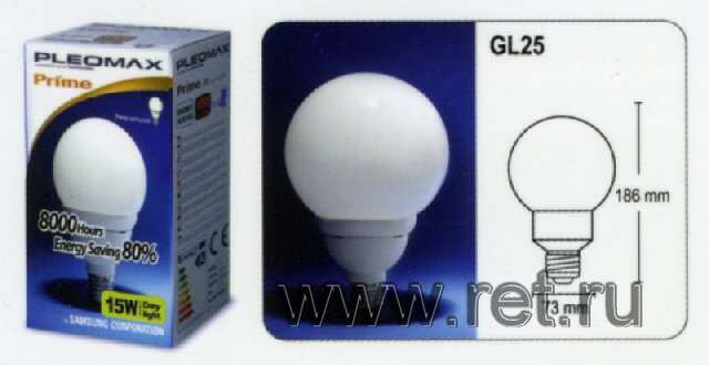 15Вт Лампа э/б Samsung/Pleomax  GLS 15W 230V 4200K E27 15Вт Лампа э/б Samsung/Pleomax  GLS 15W 230V 4200K E27