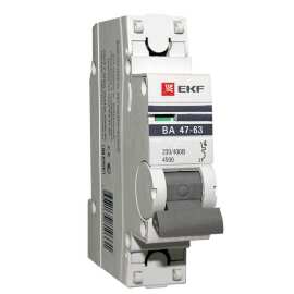 Автоматический выключатель 1P 63А (C) 4,5kA ВА 47-63 EKF PROxima