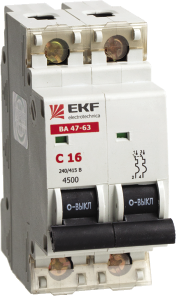 Автоматический выключатель 2P 16А (C) 4,5kA ВА 47-63 EKF PROxima Авт.выкл. ВА 47-63 2п 16А