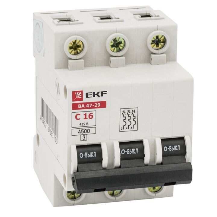 Автоматический выключатель 3P 32А (C) 4,5кА ВА 47-29 EKF Basic Авт.выкл. ВА 47-29 3п 32А
