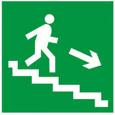 Знак &quot;Направление к эвакуационному выходу (по лестнице вниз направо)&quot; 200*200 Знак "Направление к эвакуационному выходу (по лестнице вниз направо)" 200*200