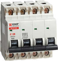 Автоматический выключатель 4P 25А (C) 4,5kA ВА 47-63 EKF PROxima